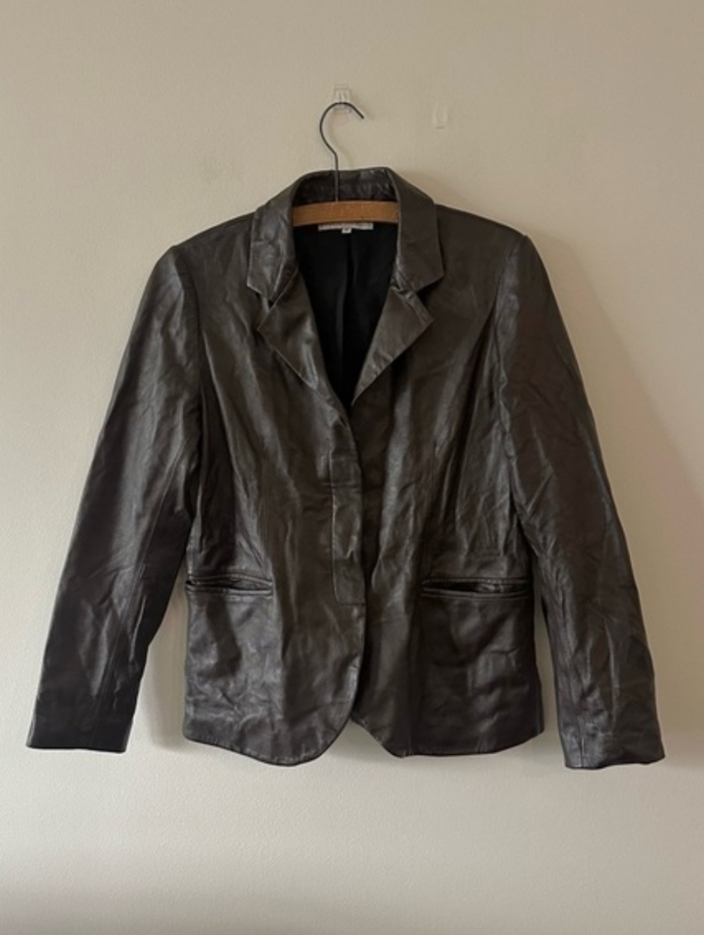 ✨🍂 EUC Gorgeous Leather Blazer Amanda Uprichard Brown 100% Lambskin Jacket M